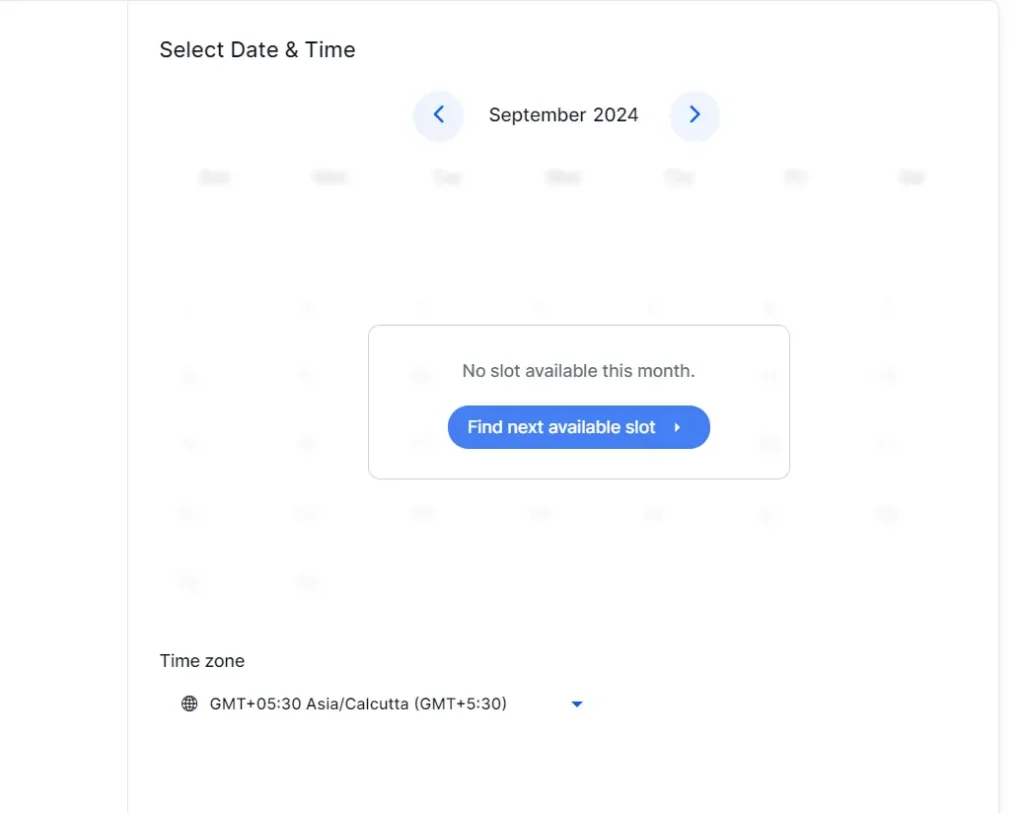 no slot available in GHL calendar
