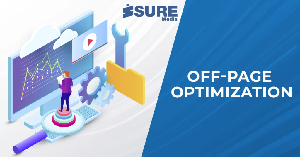 off-page optimization vector image showing a graph on a screen