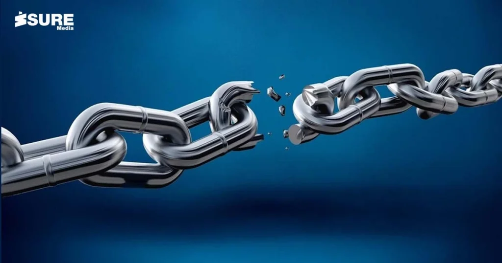graphic of a broken chain representing a broken link of a website