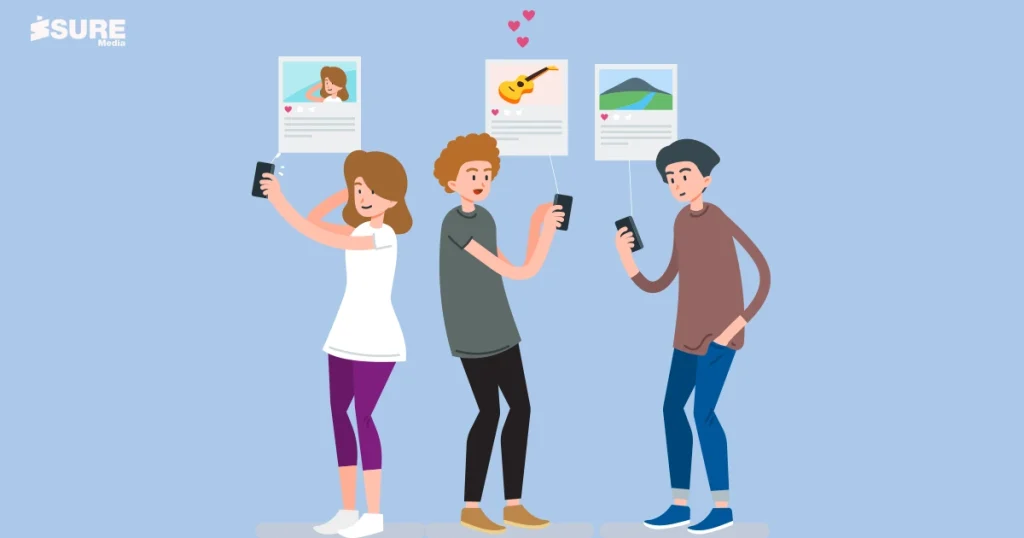 sharing a story on the social media to engage better
